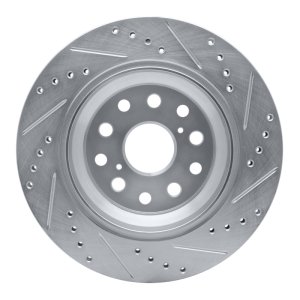 Lexus LS460 Brake Rotor (1) - Rear Left - R1 Concepts - Drilled & Slotted - Silver - `07-`17